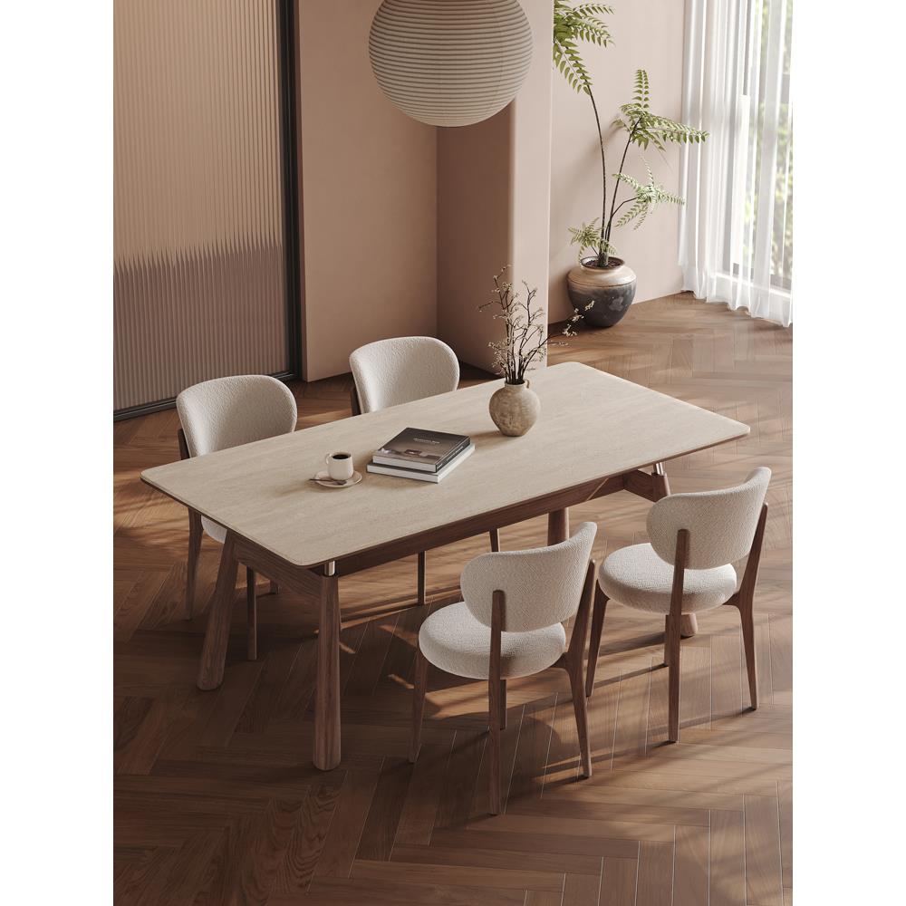 实木岩板餐桌椅组合客厅家用长方形覆古风现代简约高级感2025新款