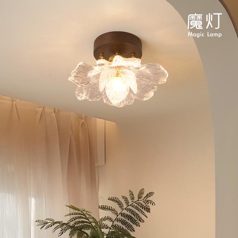 法式复古花瓣过道吸顶灯走廊轻奢阳台灯楼梯衣帽间高级感玄关吊灯