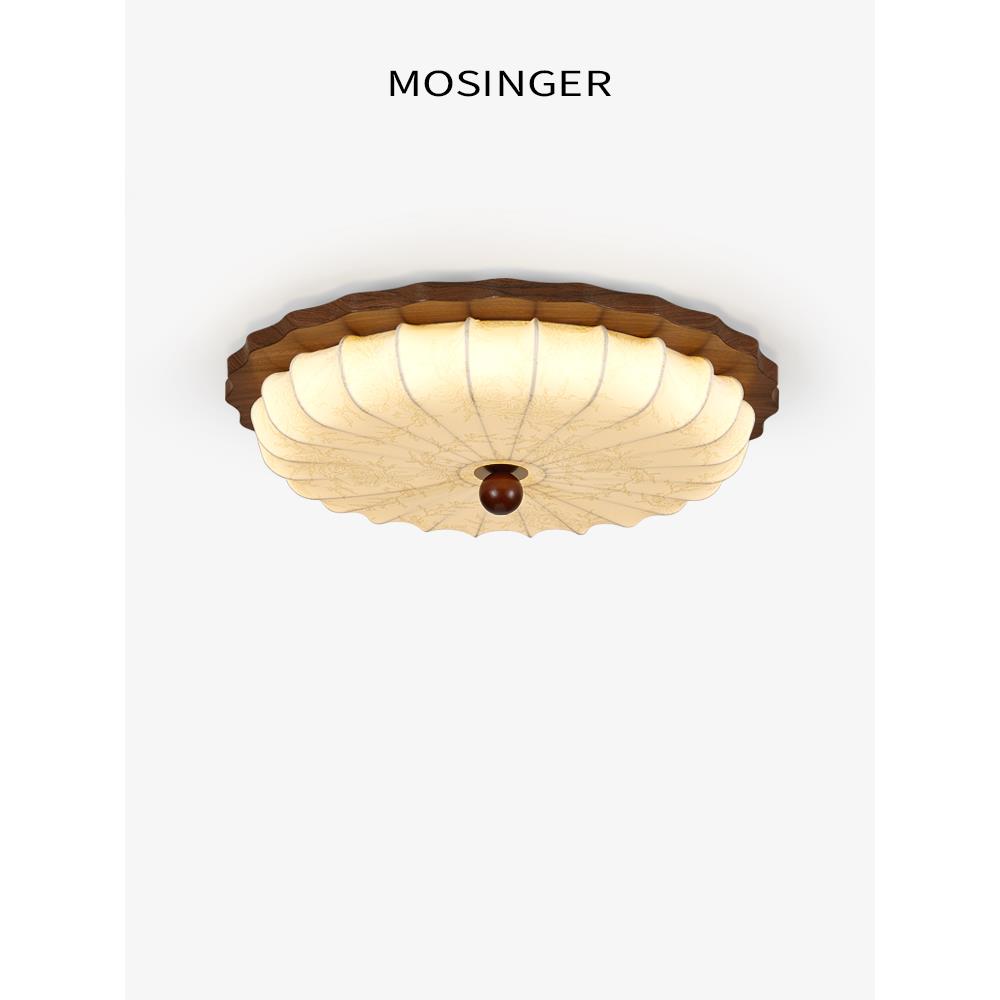 Wabi-Sabi风格中世纪织物卧室吸顶灯法式南洋风格胡桃图案温暖覆