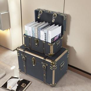 北欧覆古木箱收纳箱摄影道具木箱百宝箱带锁皮箱木盒子收纳箱定制