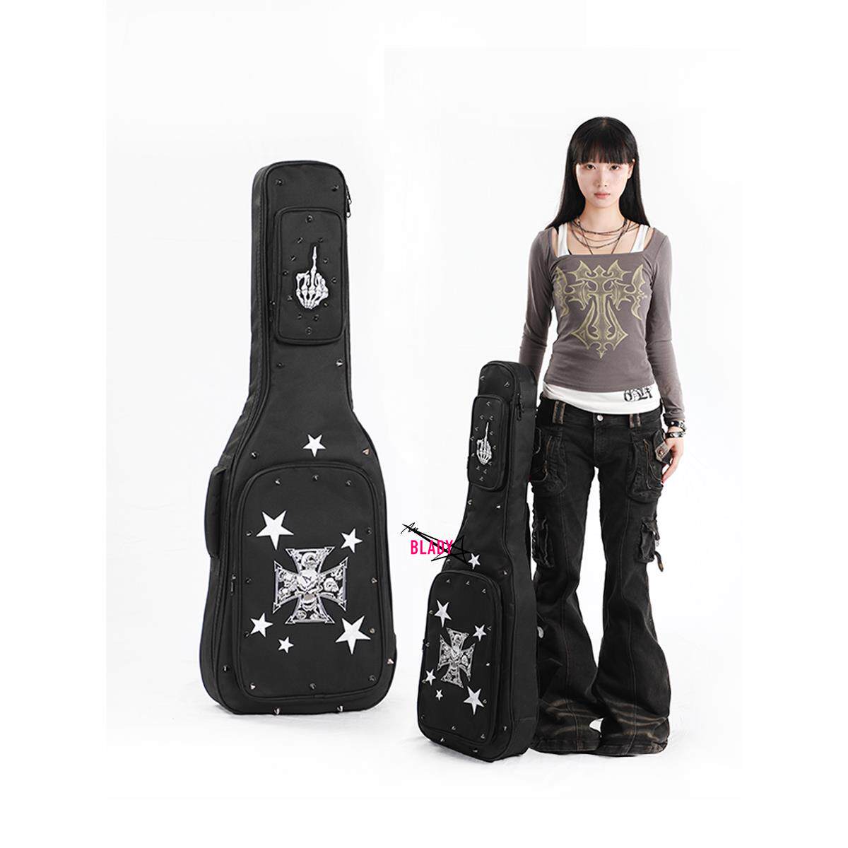 【白星十字】吉他包个性朋克高颜值加厚41寸木吉他电吉他贝斯琴包