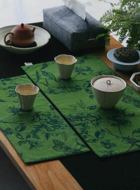 引之覆古红云纱茶席茶垫文艺素雅茶道零配桌旗干泡席方茶布小桌垫