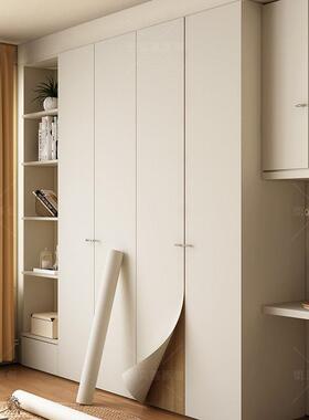 肤感膜柜子贴纸家俱翻新衣柜门桌面整体橱柜白色自粘壁纸加厚改色