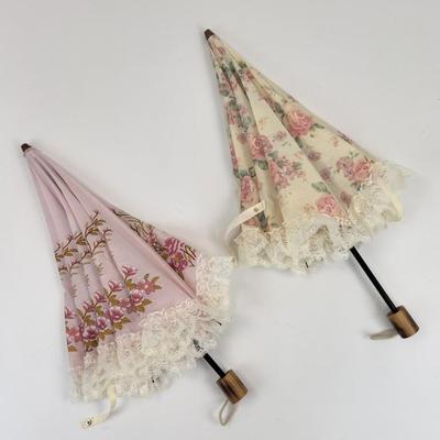 日本两折小洋伞 罗莉塔公主蕾丝花边覆古棉布花朵晴雨两用遮阳伞