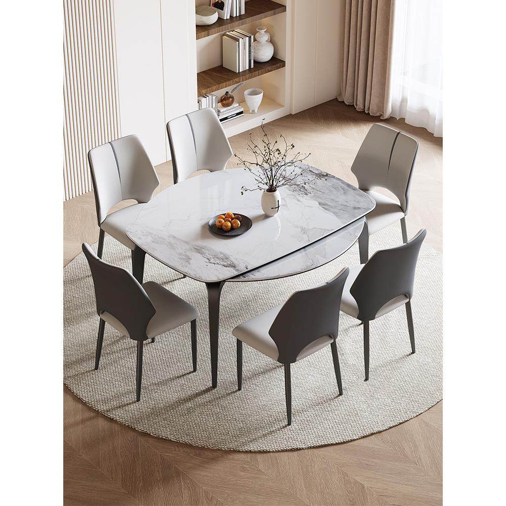 现代简单可变圆形折叠餐桌和椅子组合,住宅家具,岩板餐桌,淘宝优惠券,粉丝福利购,淘宝优惠卷