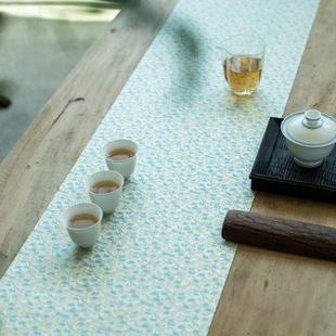 双面织锦松韵茶席 彩集堂 茶桌垫布禅意轻奢高档茶台加长茶艺桌旗