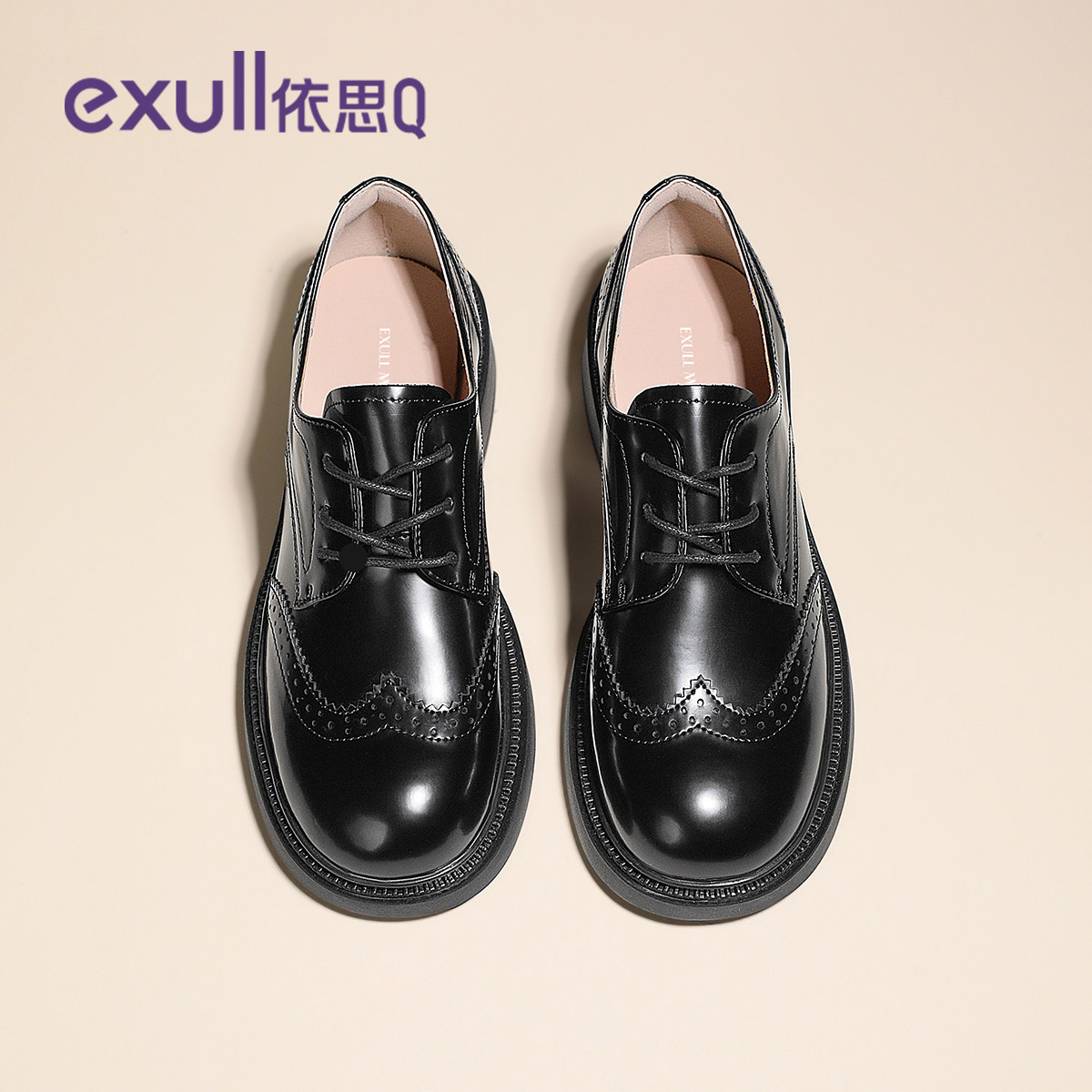 依思q英伦风小皮鞋女夏季乐福鞋2025新款深口女鞋布洛克单鞋春季,女鞋,乐福鞋（豆豆鞋）,淘宝优惠券,粉丝福利购,淘宝优惠卷