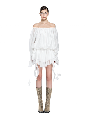 【张馨予同款】LSOUL温柔风长袖套装裙一字肩设计复古修身连衣裙