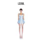 LSOUL夏季 高级度假风吊带收腰连衣裙修身 性感短裙女