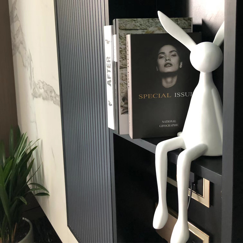 现代轻奢大e白坐姿兔子雕塑摆件玄关样板房客厅电视柜酒柜壁柜饰,家居饰品,桌面摆件,淘宝优惠券,粉丝福利购,淘宝优惠卷