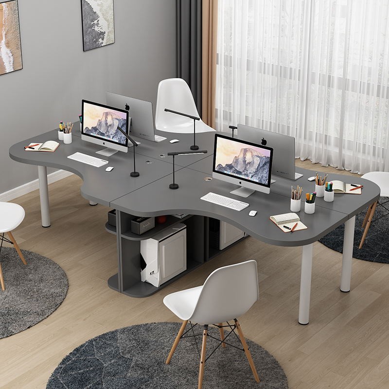 简约现代转角办公桌双人学习x书桌电脑桌四人自由组合卡位单人工