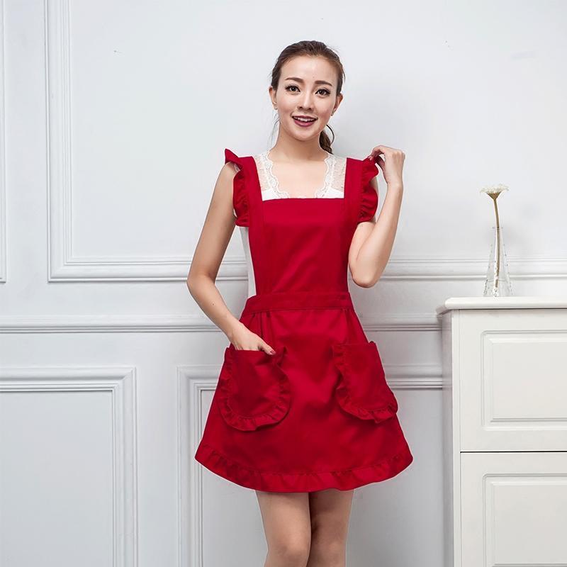 围裙韩版荷叶花边美容院厨房工作服时尚可爱女围裙做饭冬季可订制