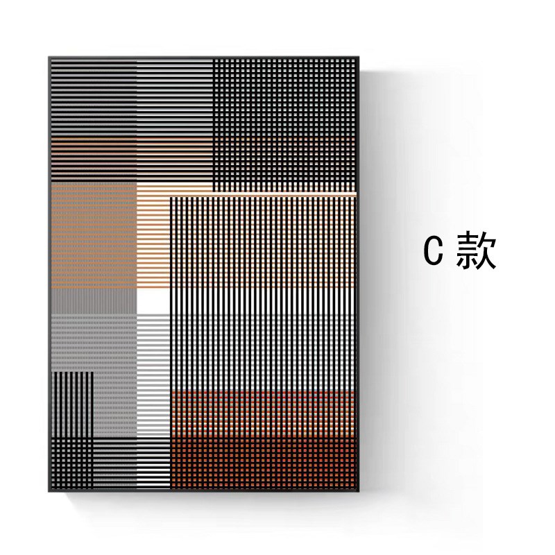现代轻奢客厅玄关网格线条创意个性装饰画L走廊背景墙壁竖版挂画