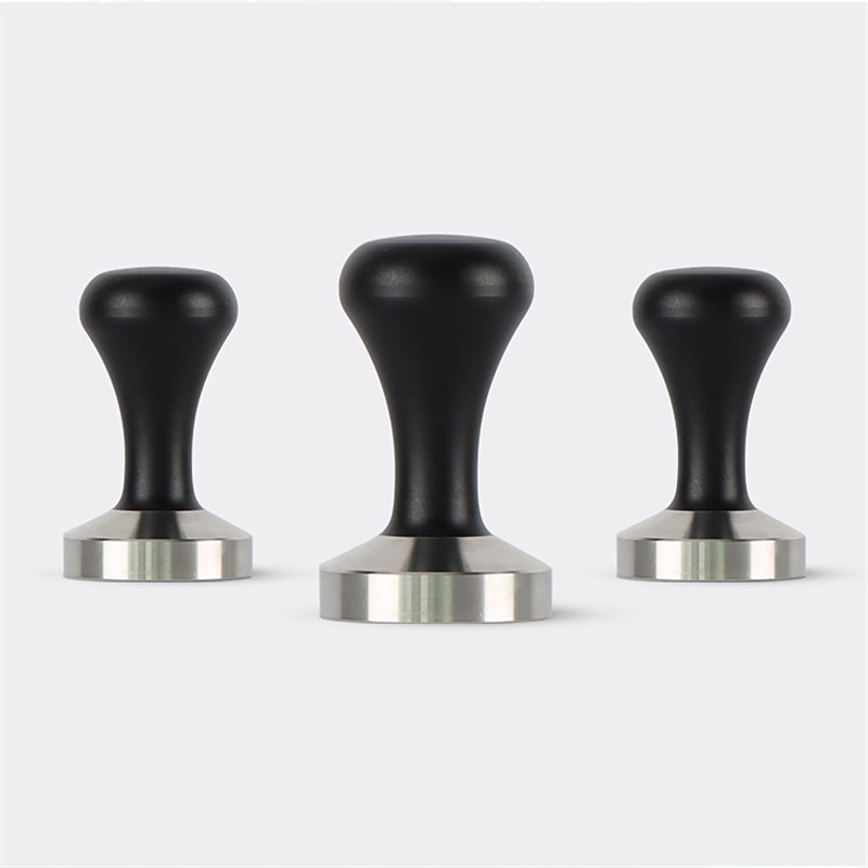咖啡压粉器51/53/58mm粉锤黑色手柄 304不锈钢底家W用咖啡机填压
