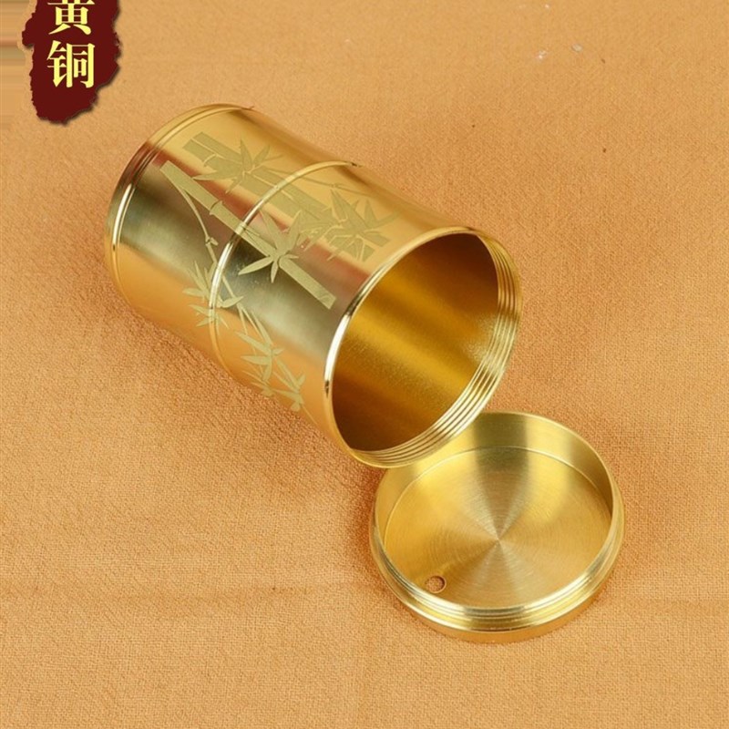 61K3纯黄铜竹节牙签筒现u代简约随身便携式客厅台面牙签盒轻奢铜