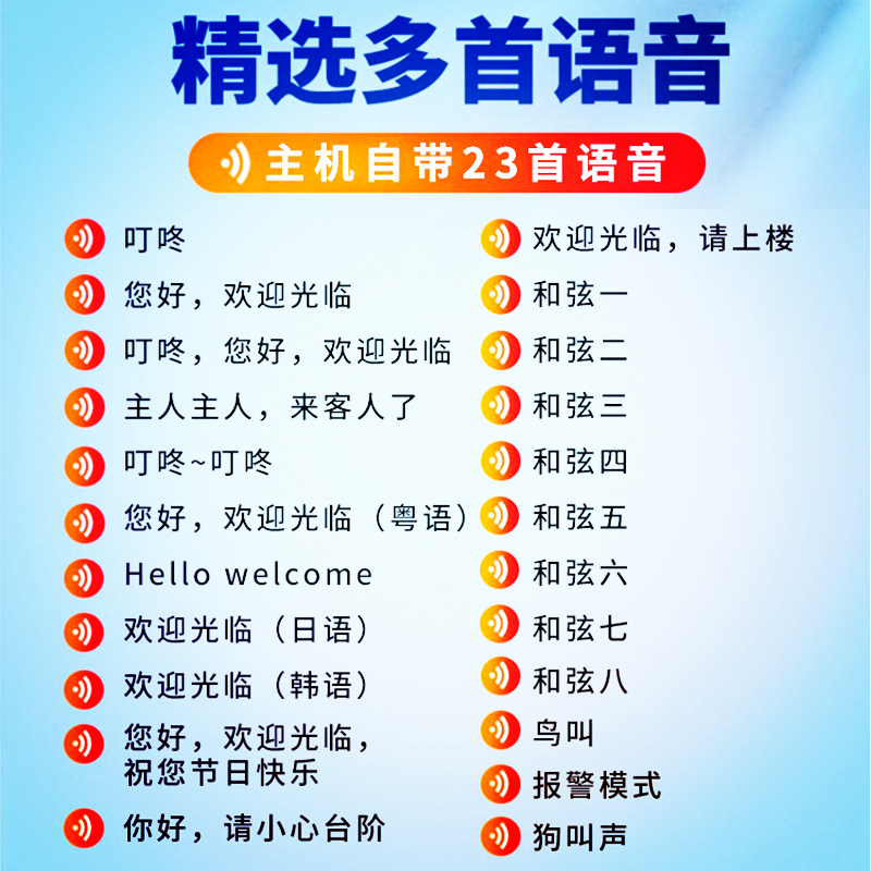 门口欢迎光临感应器店铺进门语音提示迎宾提醒超市分体响两头门铃