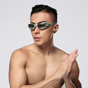 泳镜防水防雾高清护目镜男女平光近视款 备 耳塞一体训练游泳装