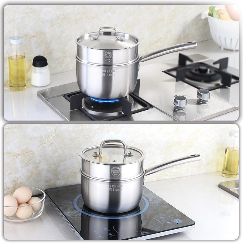 奶锅迷你小锅不锈钢加厚304蒸锅汤锅热奶锅宝宝辅食锅奶锅不粘锅