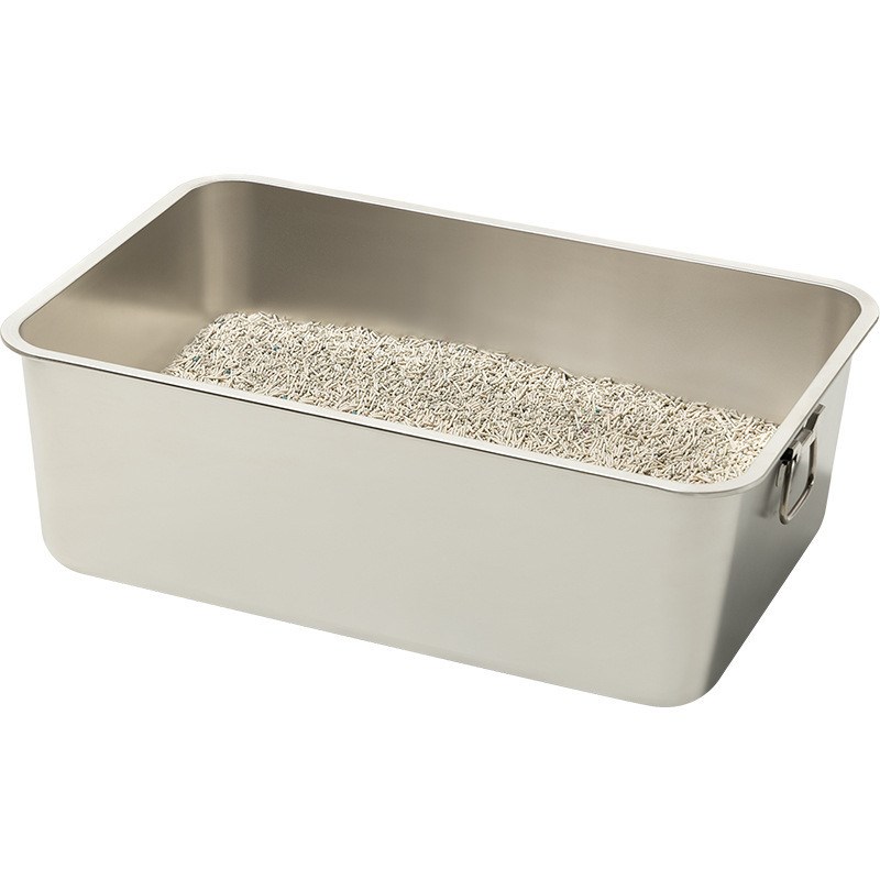 不锈钢猫砂盆猫厕所敞开式猫盆易清洗无异味大号加高防外溅不沾底