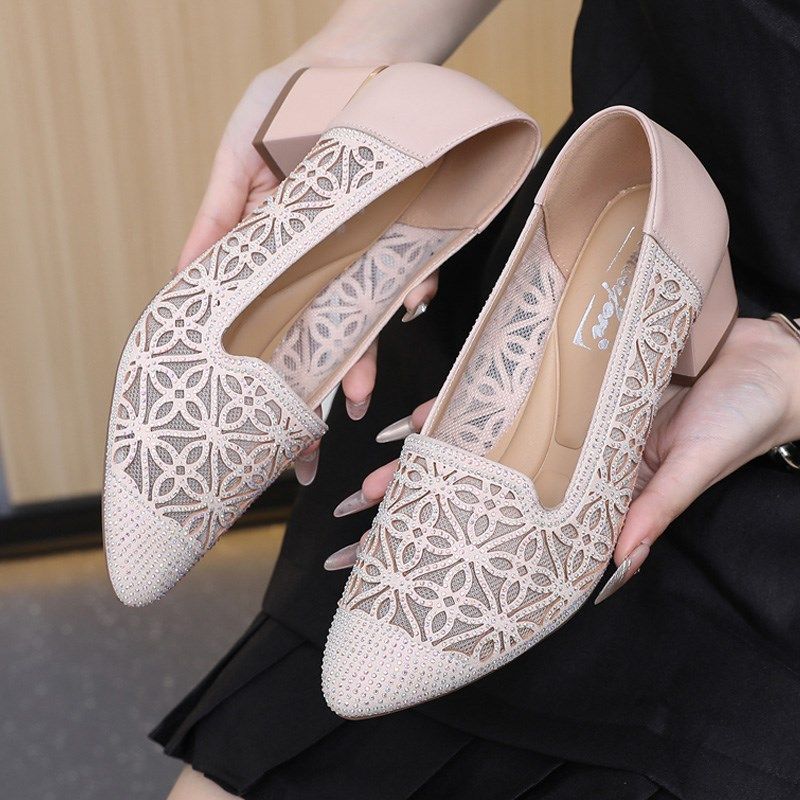 中跟凉鞋女夏季妈妈鞋粗跟软底镂空透气网纱单鞋网面鞋子大码女鞋,女鞋,时装凉鞋,淘宝优惠券,粉丝福利购,淘宝优惠卷