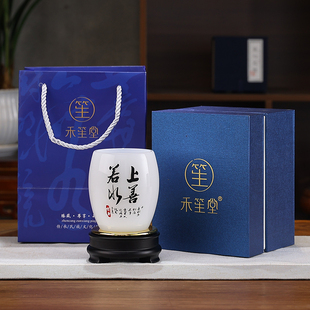 上善若水琉璃笔筒摆件老板办公室桌面客厅玄关送老师纪Y念礼品定
