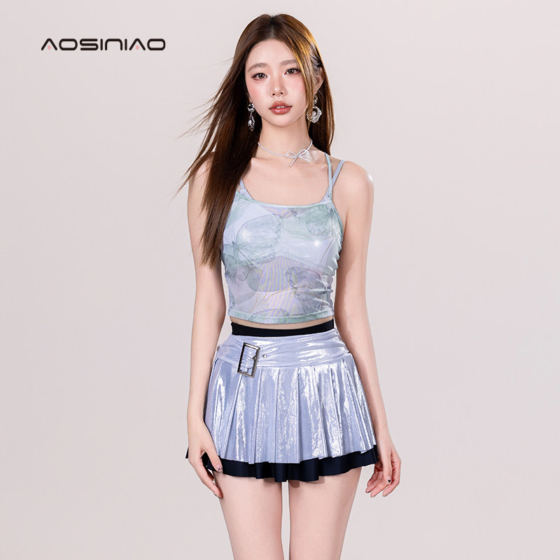 分体泳衣女海边度假三件套2024年新款高级感纯欲防晒保守显瘦遮肚