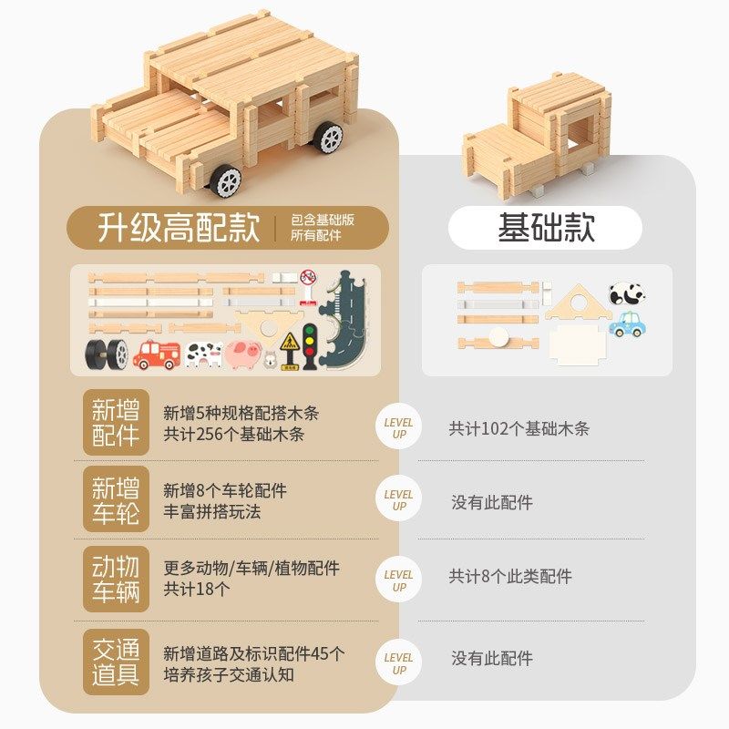 榫卯积木拼搭小木屋小小建筑师培养孩子专注力六一儿童节礼物玩具