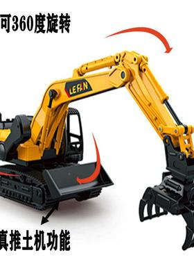 儿童手摇挖机玩具抓车工程车挖掘抓夹机机667钻机机夹子车地男孩