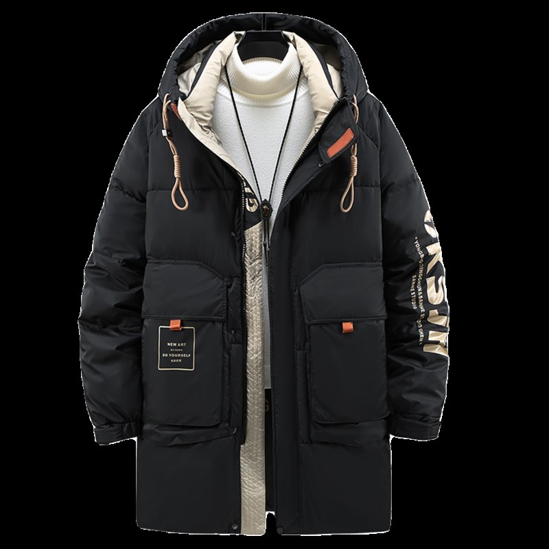 冬季男士棉衣大尺码中长版羽绒棉服连帽加肥加大加厚潮流胖子棉袄