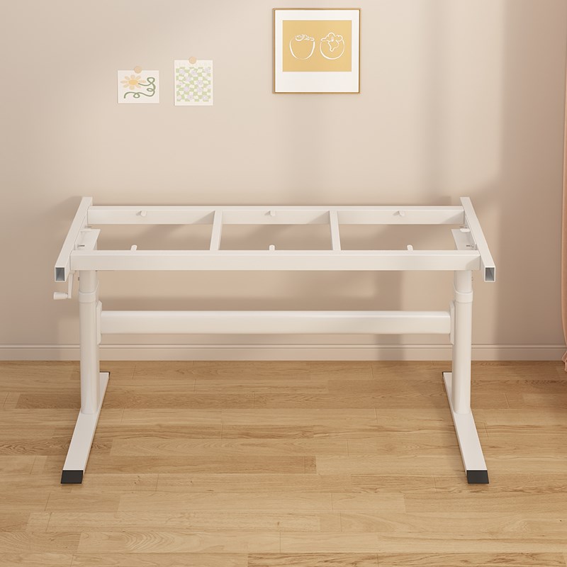 手摇升降桌腿支架不锈钢双横梁电脑桌学习办公茶几电竞桌支架脚架