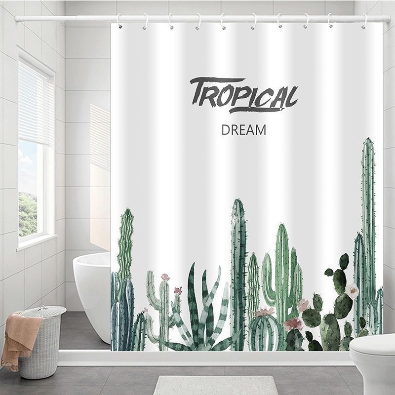 磁性浴帘套装浴免打孔伸缩杆浴室隔断帘浴帘布防水挂帘门帘挂帘子