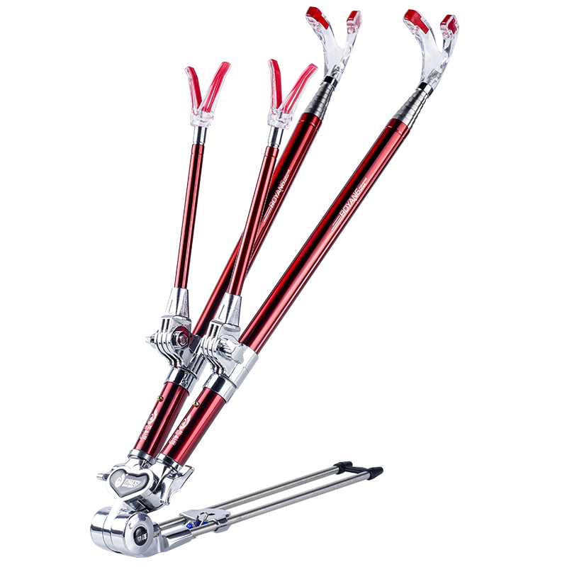 万向加厚伸缩不锈钢鱼竿手竿架杆多用钓箱双炮台支架地插钓鱼支架