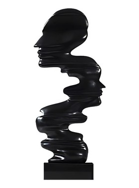 简约抽象黑白头像雕塑酒店大堂客厅落地摆件玄关人物高级感艺术品