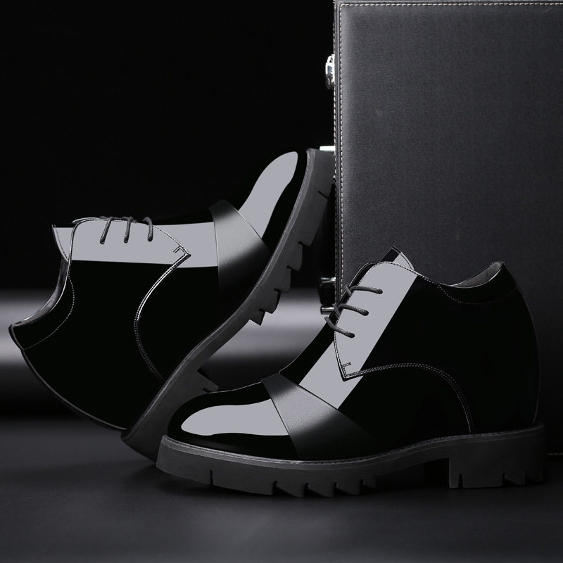 男士内增高鞋男12cm商务正装皮鞋12厘米内增高男鞋12公分特高漆皮