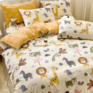 儿童纯棉被套单件150x200x230卡通单人K全棉被罩被单床单两件2件