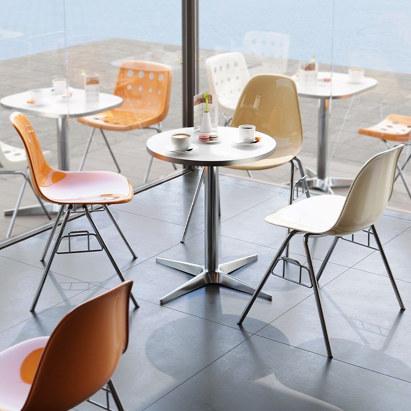 网红伊姆斯餐饮桌椅ins风咖啡甜品奶茶店糖水铺桌椅不锈钢洽谈桌