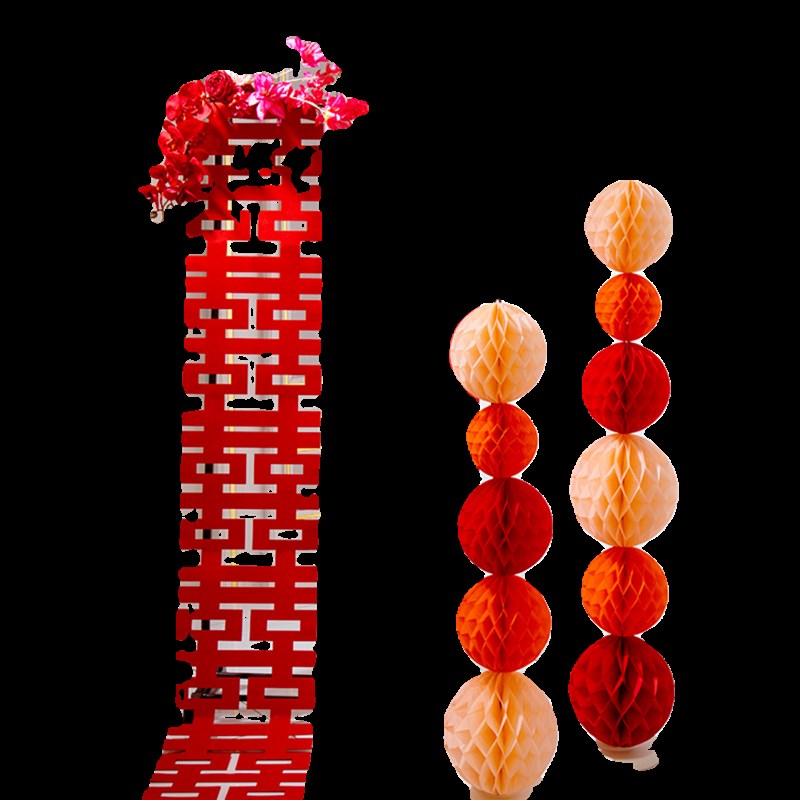 结婚礼喜字套装婚房布置用品订婚宴装饰拍照道具中式卷轴挂画摆件