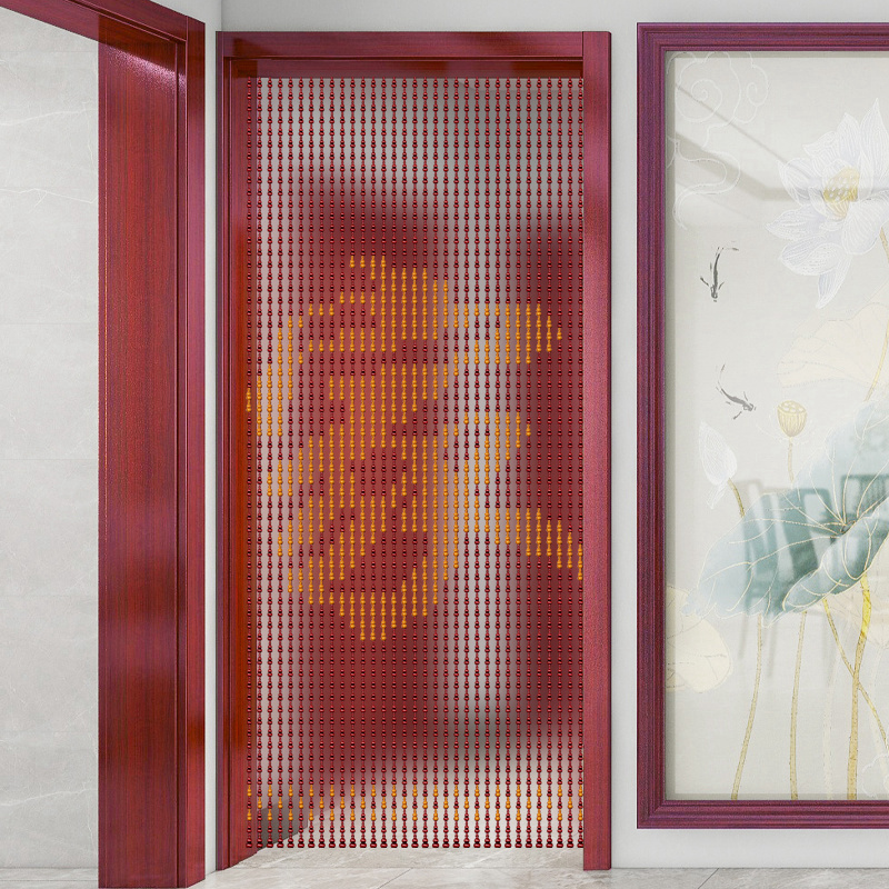 全桃木葫芦福字门帘门对门隔断帘玄关客厅过道屏风珠帘免打孔定制