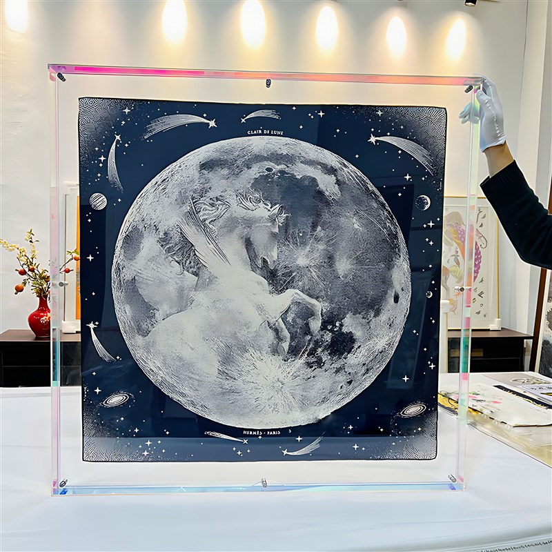亚克力相框画框丝巾框透明彩色炫彩超大丝巾装裱摆台丝巾裱框9090
