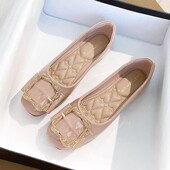 酒红l色漆皮单鞋 女韩版 百搭浅口软底瓢鞋 2025春新款 平底豆豆鞋 大