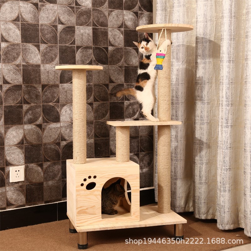 实木剑麻猫爬架 一体大型猫树猫窝猫抓板跳台四季猫玩具