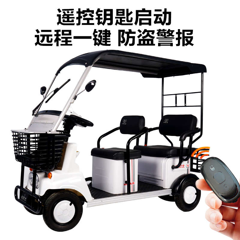 小巴士老年电动代步车四轮电动车家用接送孩子老人代步带棚残疾助