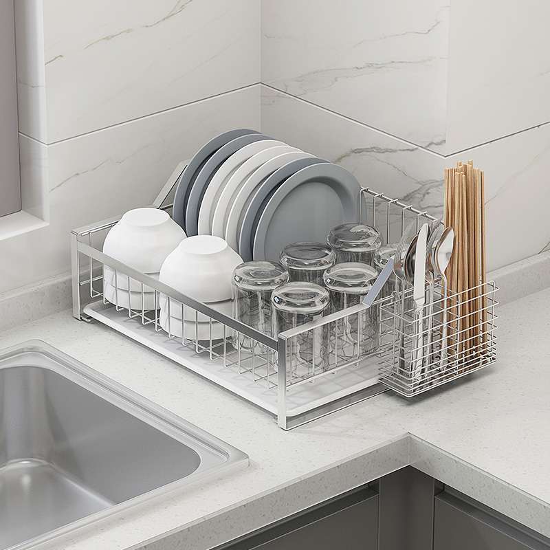 碗架沥水架碗碟架304不锈钢 厨房收纳置物架沥水篮筷架单层漏水篮