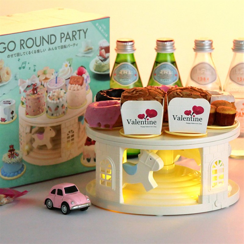 自动旋转甜品机旋转木马转转甜品台小蛋糕自动回转盘生日蛋糕摆件