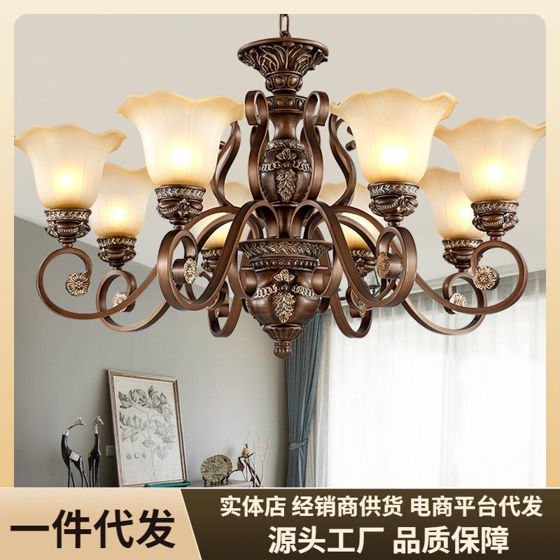 美式吊灯客厅主灯复古大气奢华欧式别墅大厅餐厅卧室仿古乡村灯具
