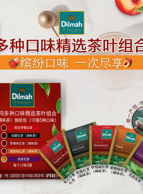 Dilmah迪尔玛进口锡兰红茶/果味茶/茉莉绿茶便携10袋装 试用尝新