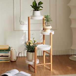 实木花架落地客厅简约现代花架家居多层阳台绿色植物花盆架