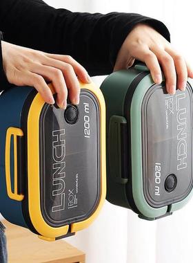 日本双层便当盒学生分格饭盒可进微波炉上班族减脂午餐盒lunchbox