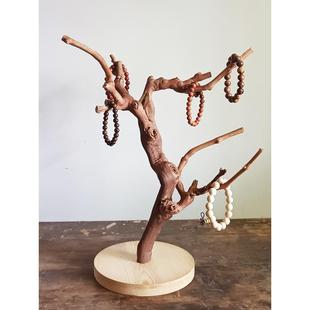 原木树杈带底托摆件 书架客厅茶几摆设 手工天然把玩首饰实木支架