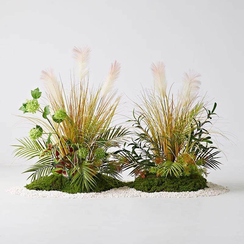彷真花造景店铺橱窗玄关落地摆件芦苇草假花角落装饰布置彷真植物